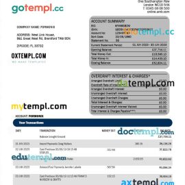 editable template, UMB Bank enterprise account statement Word and PDF template