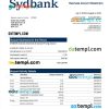 editable template, Sydbank enterprise account statement Word and PDF template