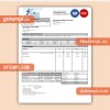 Energies & Services Regie Municipal d Electricite Sarre-Union electricity utility business bill, Word and PDF template, 4 pages, version 3