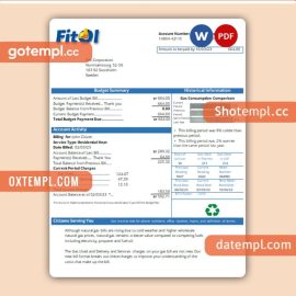 Fitol gas business utility bill, Word and PDF template