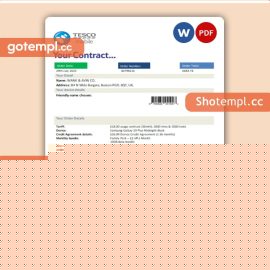 Tesco Mobile business utility bill, Word and PDF template, 2 pages