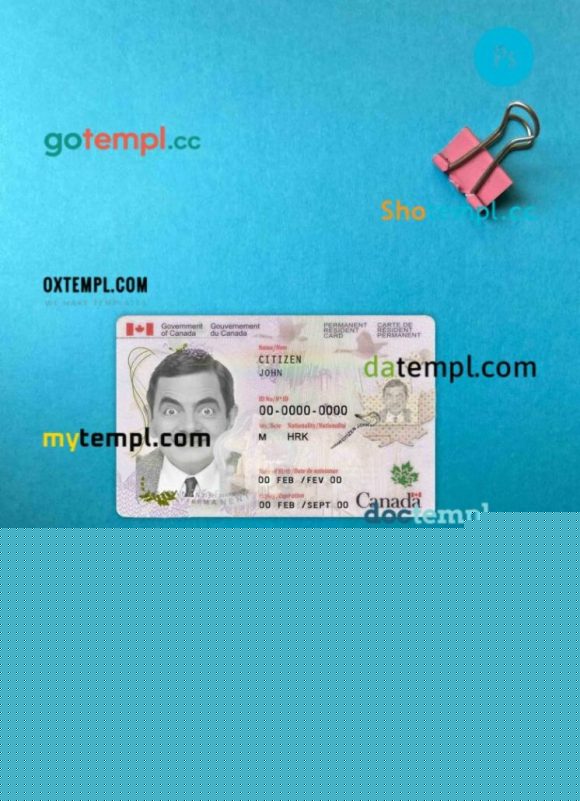 Canada permanent resident card editable PSD files, scan and photo taken image, 2 in 1 (version 2)