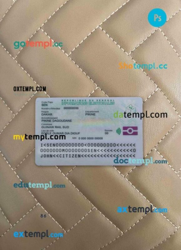 Senegal ID card PSD files, scan look and photographed image, 2 in 1 - Image 2