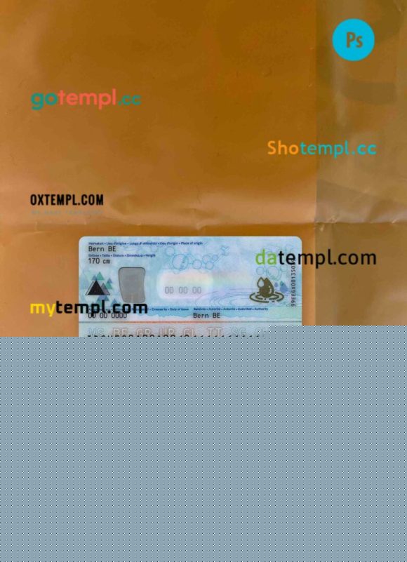 Switzerland ID card editable PSD files, scan and photo taken image, 2 in 1 - Image 2