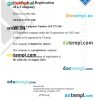 Australia GTPALT certificate of company registration Word and PDF template