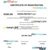 Czech Republic business registration certificate Word and PDF template