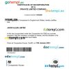 England and Wales certificate of incorporation registration