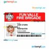 Fun valley fire brigade ID card PSD template