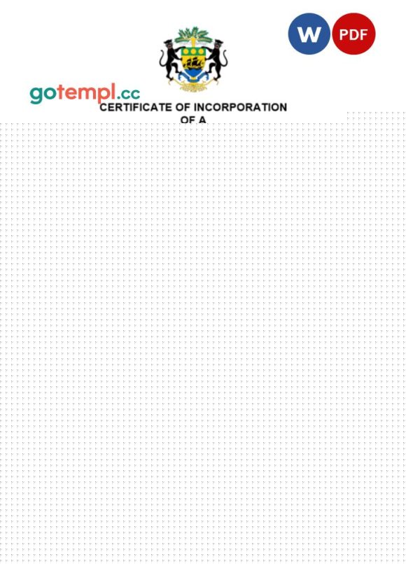Gabon business registration certificate Word and PDF template