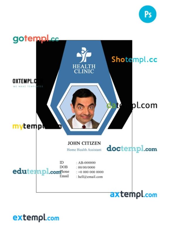 Hospital ID card PSD template, version 3