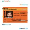 Security agency ID card PSD template, version 2