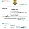 South Africa business registration certificate Word and PDF template
