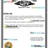 USA State of Florida certificate of business license Word and PDF template