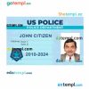 USA police department ID card PSD template, version 2