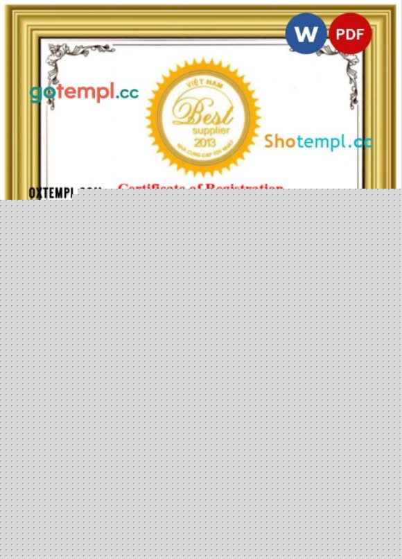 Vietnam certificate of registration Word and PDF template