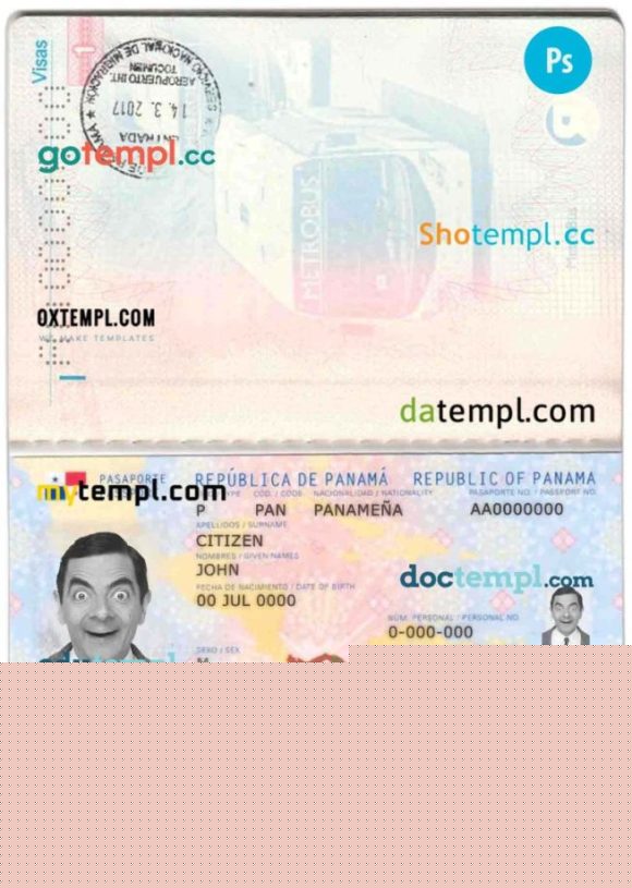 Panama passport PSDs, editable scan and photograghed picture template, 2 in 1 - Image 2