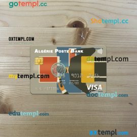 Algeria Algérie Poste Bank visa card PSD scan and photo-realistic snapshot, 2 in 1