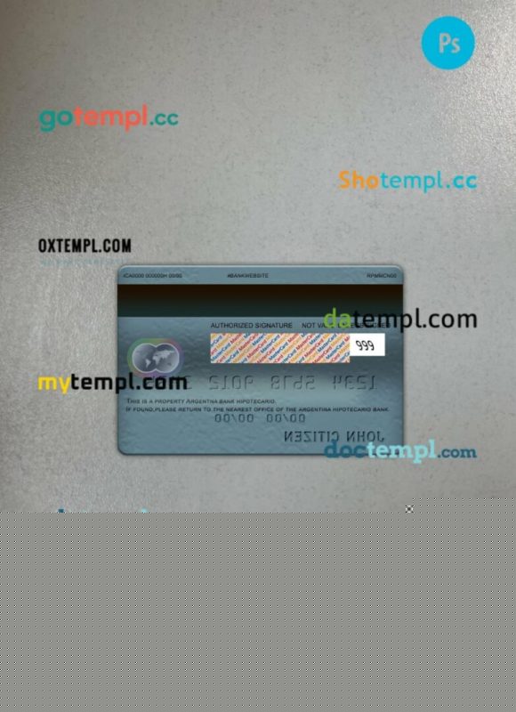 Argentina Hipotecario bank mastercard PSD scan and photo taken image, 2 in 1 - Image 2