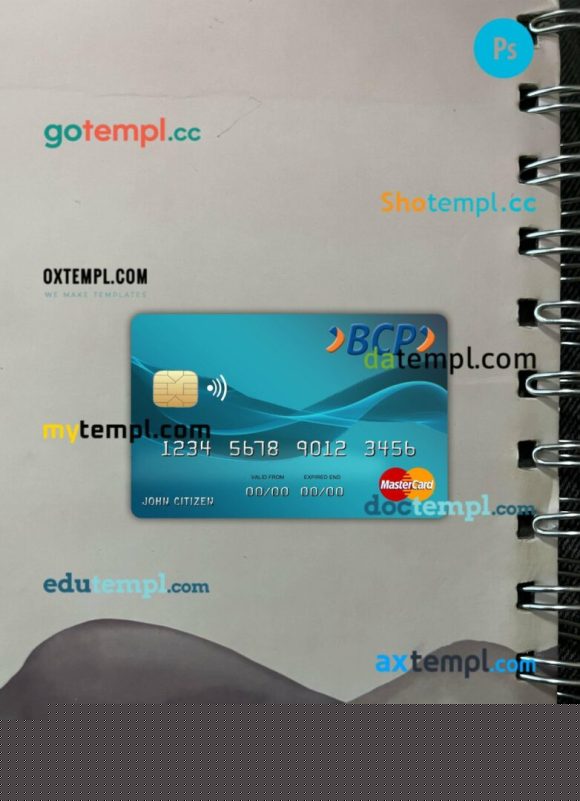 Bolivia Credito bank mastercard PSD scan and photo taken image, 2 in 1