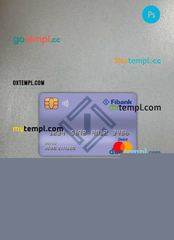 Bulgaria Fibank bank mastercard PSD scan and photo taken image, 2 in 1