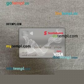 Canada Scotiabank visa debit card PSD scan and photo-realistic snapshot, 2 in 1