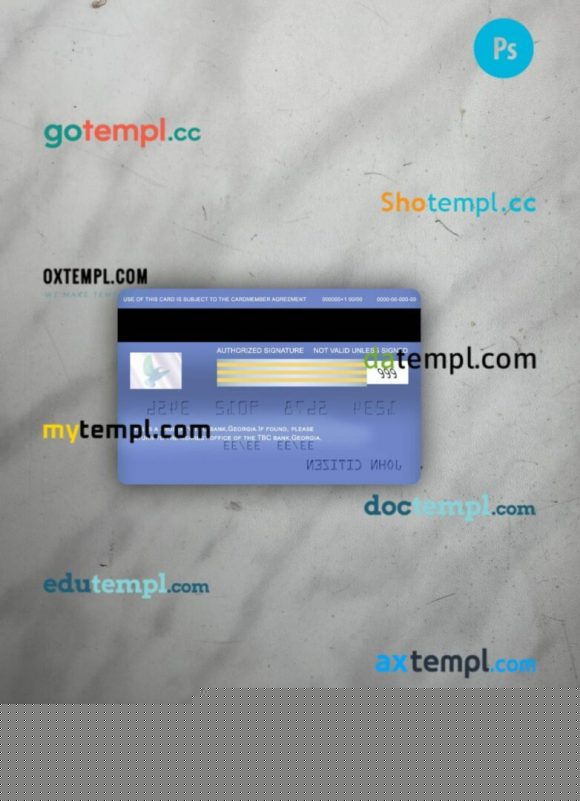 Georgia TBC bank visa classic card PSD scan and photo-realistic snapshot, 2 in 1 - Image 2