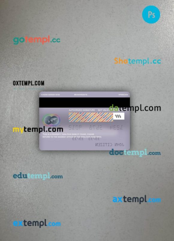 India Axis bank mastercard PSD scan and photo taken image, 2 in 1 - Image 2