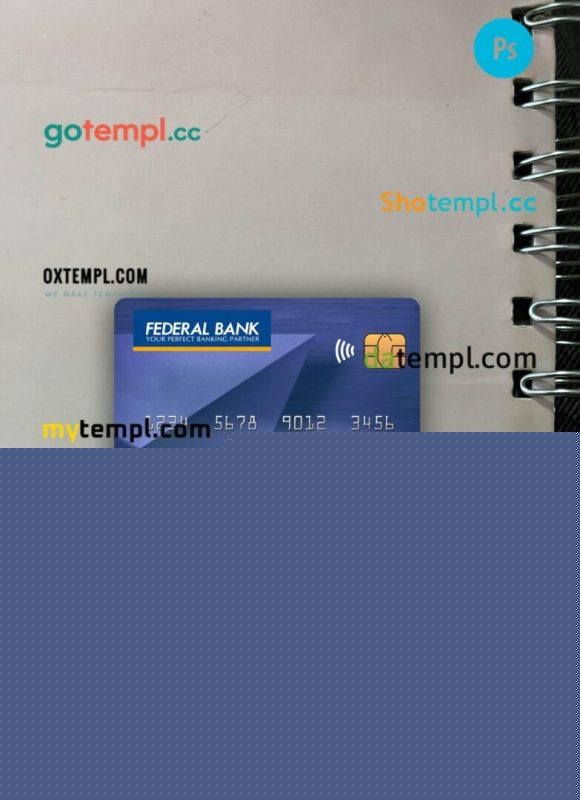 India Federal bank mastercard PSD scan and photo taken image, 2 in 1