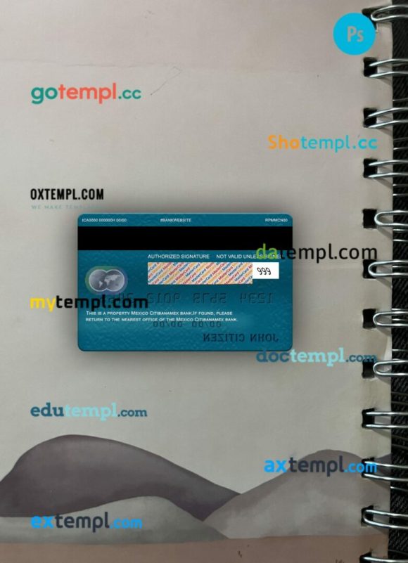 Mexico Citibanamex bank mastercard PSD scan and photo taken image, 2 in 1 - Image 2