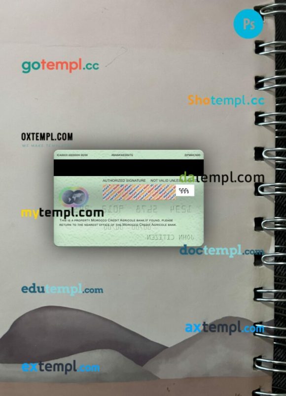 Morocco Credit Agricole bank mastercard PSD scan and photo taken image, 2 in 1 - Image 2
