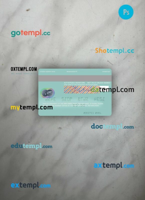 Netherlands ABN AMRO Bank mastercard PSD scan and photo taken image, 2 in 1 - Image 2