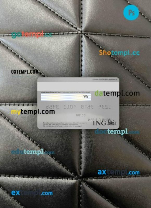 Netherlands ING bank visa card platinum PSD scan and photo-realistic snapshot, 2 in 1 - Image 2
