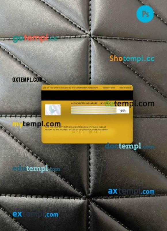 Netherlands Rabobank visa gold card PSD scan and photo-realistic snapshot, 2 in 1 - Image 2