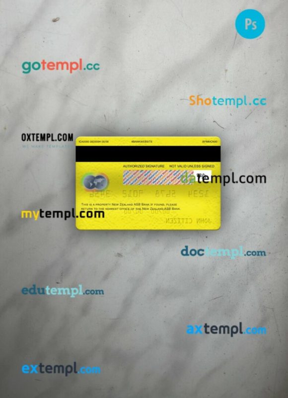 New Zealand ASB Bank mastercard PSD scan and photo taken image, 2 in 1 - Image 2