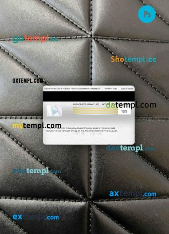 Nicaragua Banco Ficohsa bank visa electron card PSD scan and photo-realistic snapshot, 2 in 1 - Image 2
