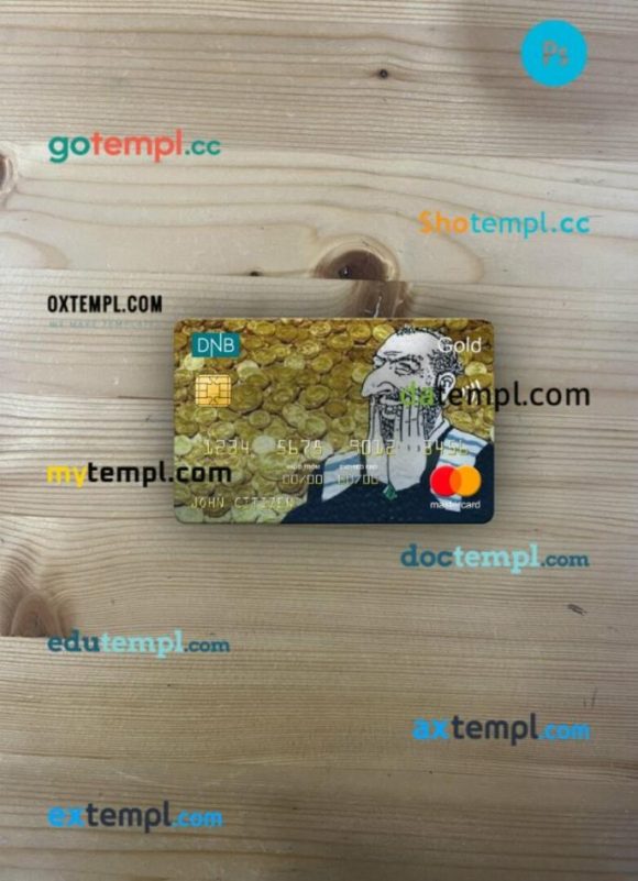 Norway DNB bank mastercard gold PSD scan and photo taken image, 2 in 1