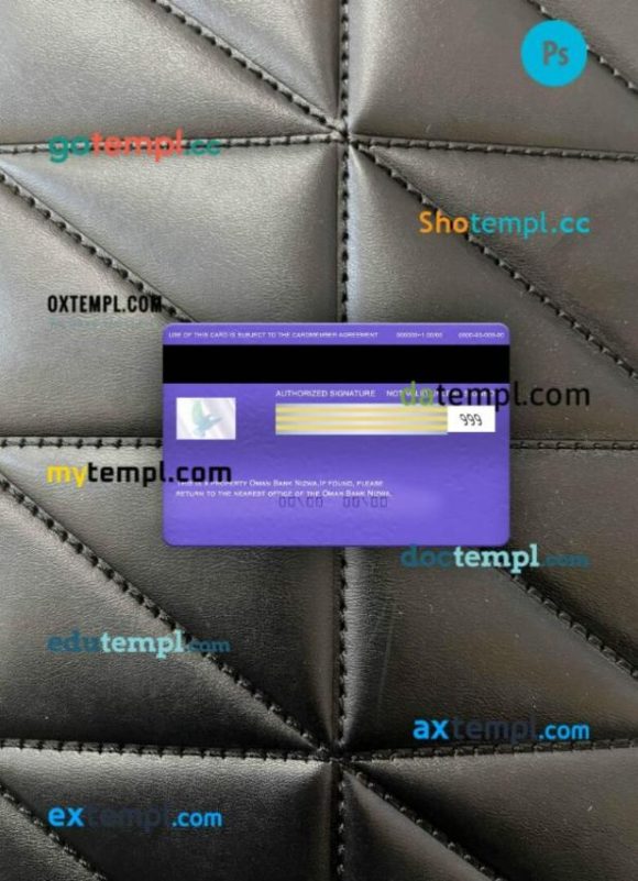 Oman Bank Nizwa visa classic card PSD scan and photo-realistic snapshot, 2 in 1 - Image 2