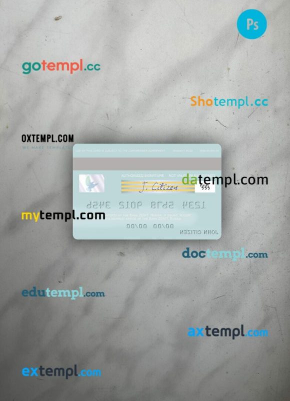 Russia Bank ZENIT visa debit card PSD scan and photo-realistic snapshot, 2 in 1 - Image 2
