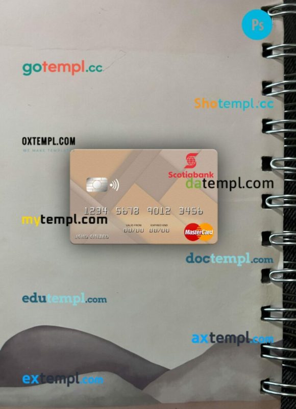 Saint Lucia Scotiabank mastercard PSD scan and photo taken image, 2 in 1