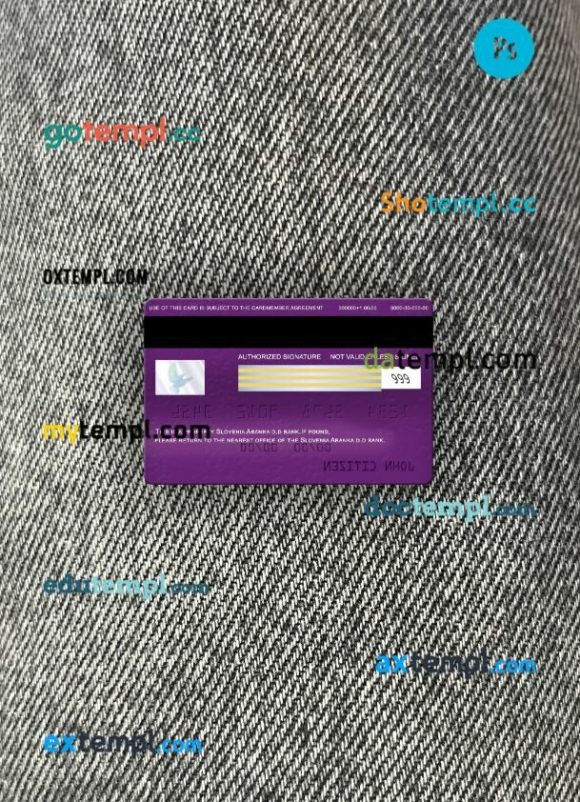 Slovenia Abanka d.d bank visa classic card PSD scan and photo-realistic snapshot, 2 in 1 - Image 2