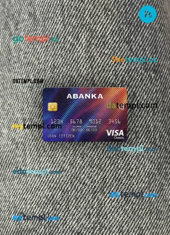 Slovenia Abanka d.d bank visa classic card PSD scan and photo-realistic snapshot, 2 in 1