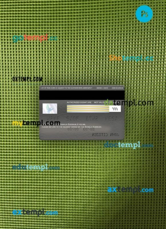 Somalia Sombank visa signature card PSD scan and photo-realistic snapshot, 2 in 1 - Image 2