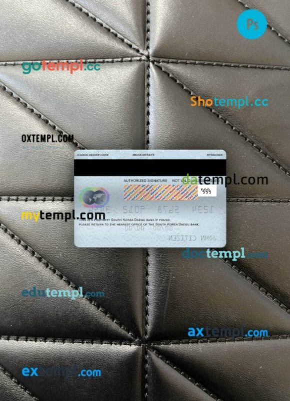 South Korea Daegu bank mastercard PSD scan and photo taken image, 2 in 1 - Image 2