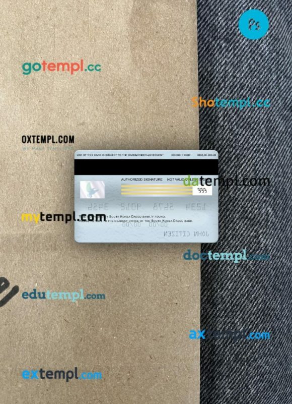 South Korea Daegu bank visa electron card PSD scan and photo-realistic snapshot, 2 in 1 - Image 2