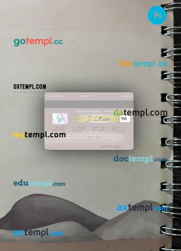 Spain Banco Santander visa debit card PSD scan and photo-realistic snapshot, 2 in 1 - Image 2