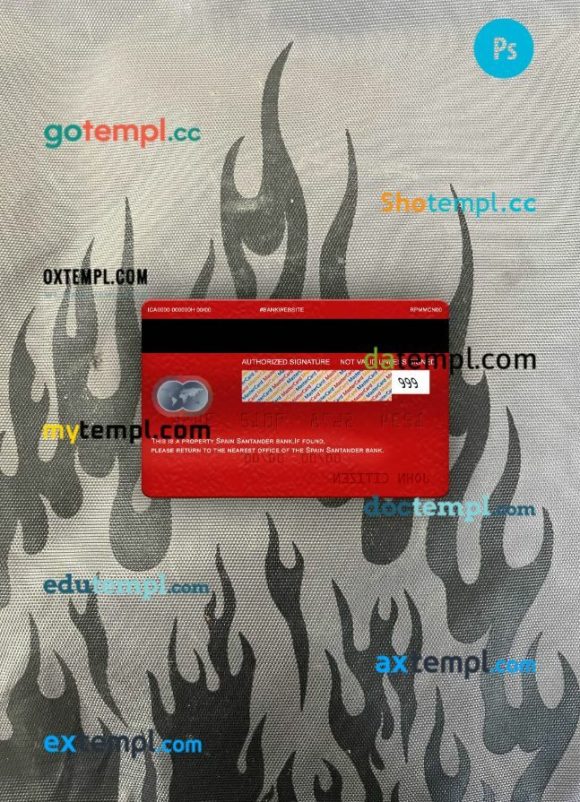 Spain Santander Bank mastercard PSD scan and photo taken image, 2 in 1 - Image 2