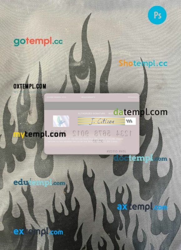 Sri Lanka Seylan Bank Plc visa debit card PSD scan and photo-realistic snapshot, 2 in 1 - Image 2