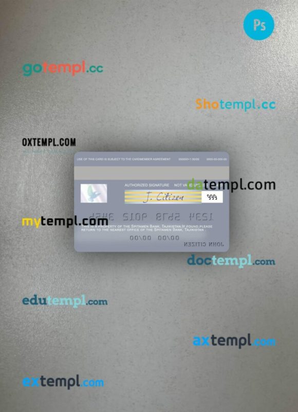 Tajikistan Spitamen Bank visa debit card PSD scan and photo-realistic snapshot, 2 in 1 - Image 2
