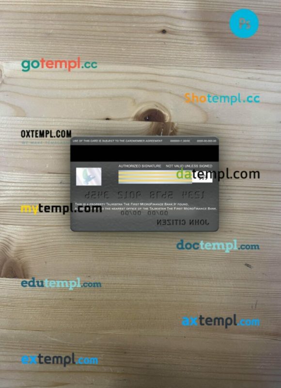 Tajikistan The First MicroFinance (FMFB) bank visa gold card PSD scan and photo-realistic snapshot, 2 in 1 - Image 2