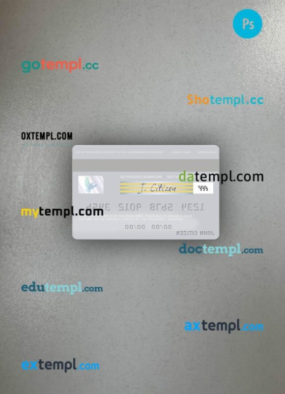 Tanzania BancABC visa debit card PSD scan and photo-realistic snapshot, 2 in 1 - Image 2